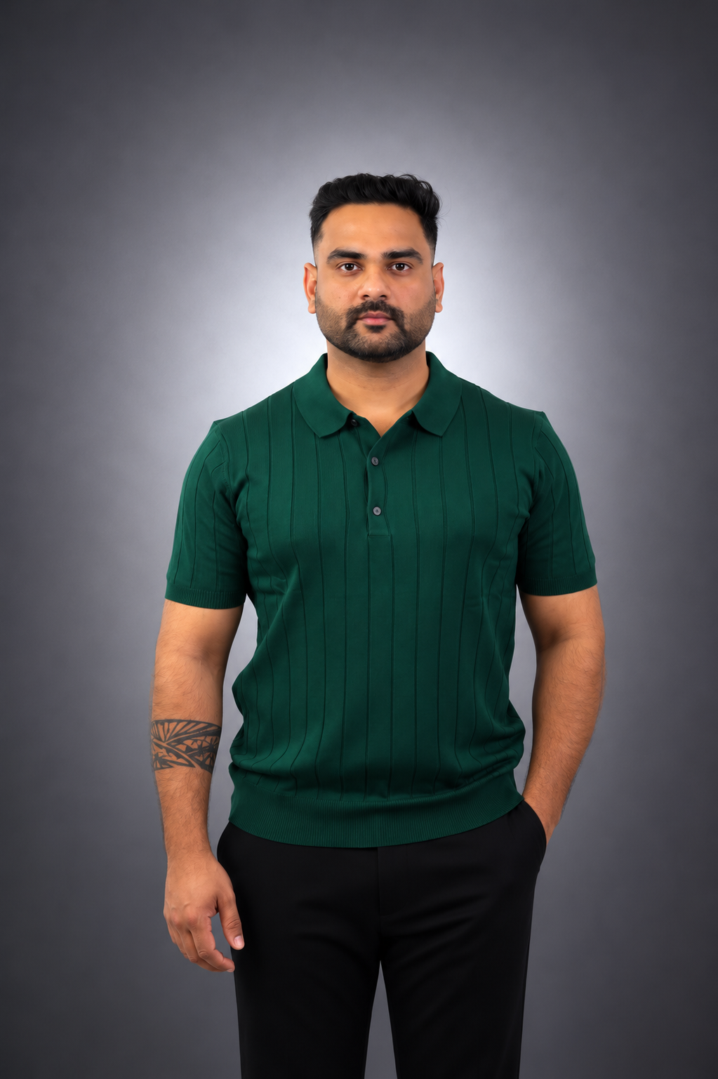 Green Knit Polo T shirt