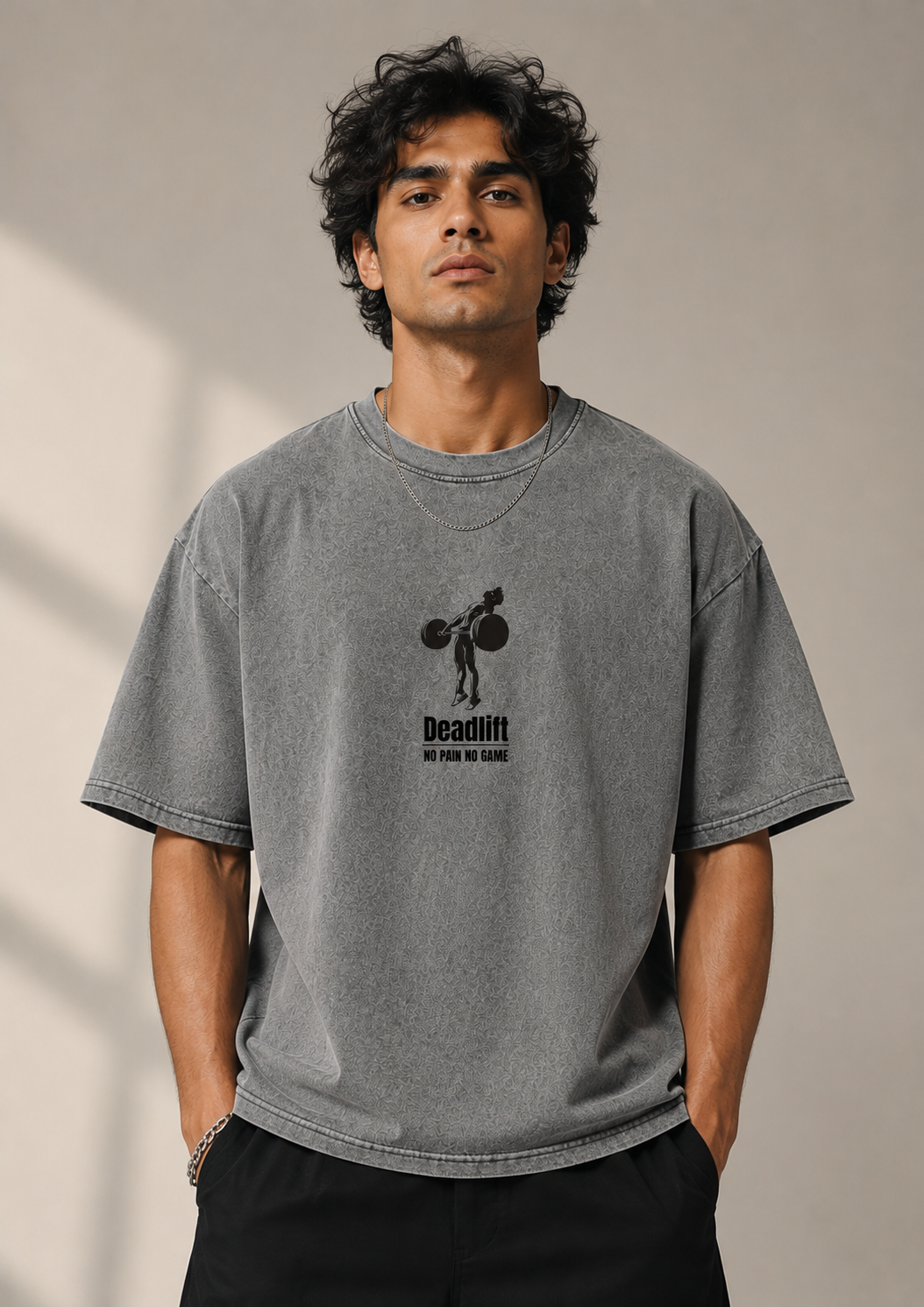 Acid Wash Grey Oversized Gym T-Shirt
