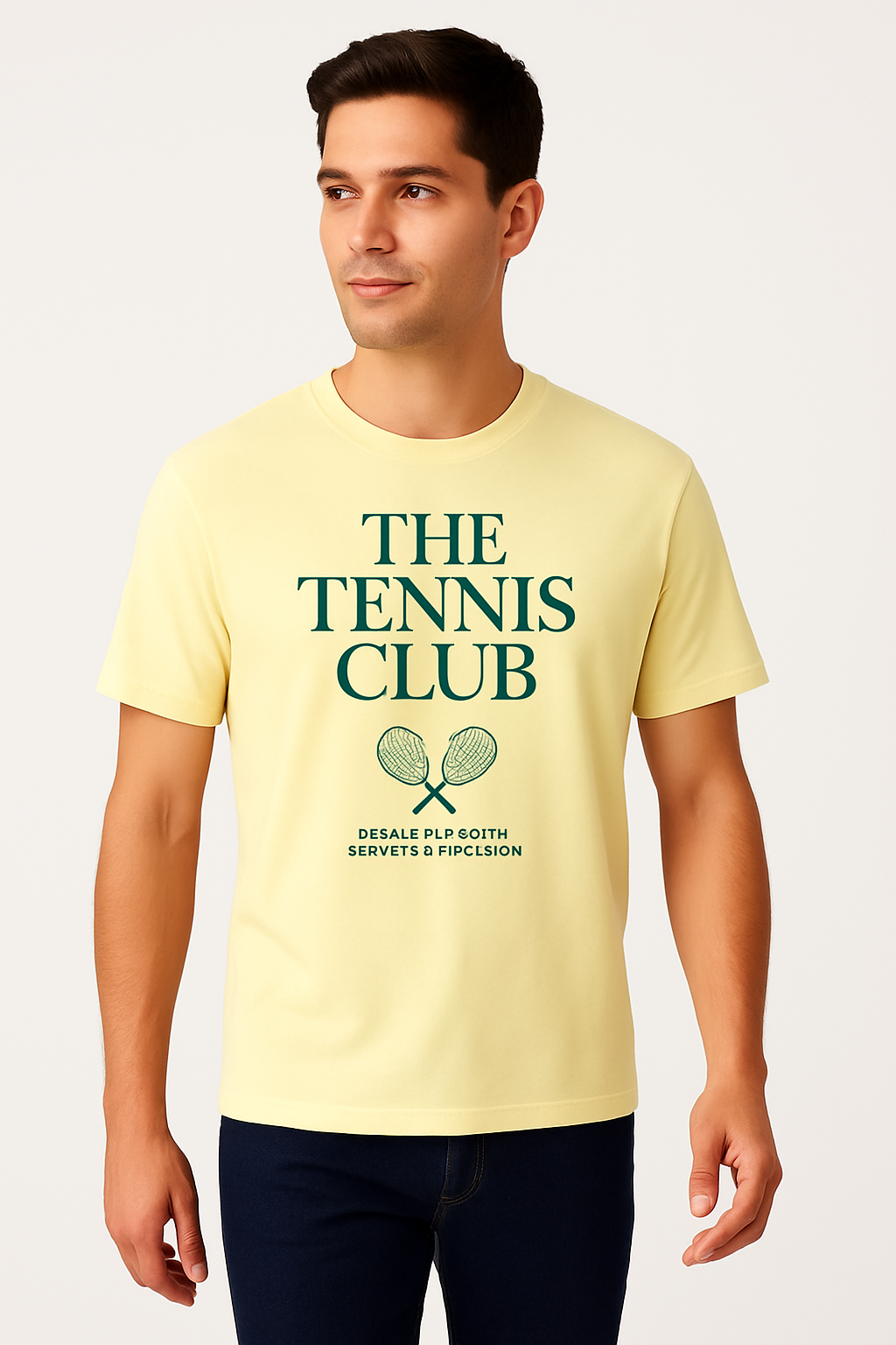 The Tennis Club Premium Tee – Light Yellow Sports Graphic T-Shirt
