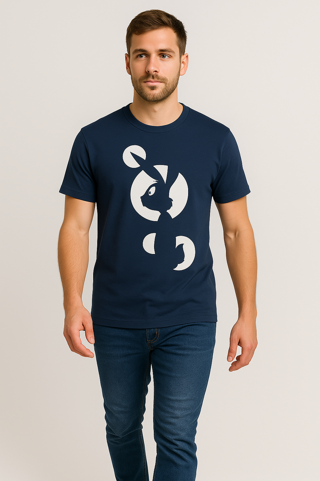 Navy Blue Minimalist Rabbit Silhouette Tee – Mad Rakkoon