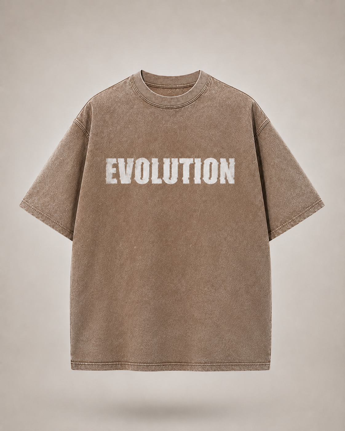 Evolution Acid Wash Brown Oversized Graphic T-Shirt