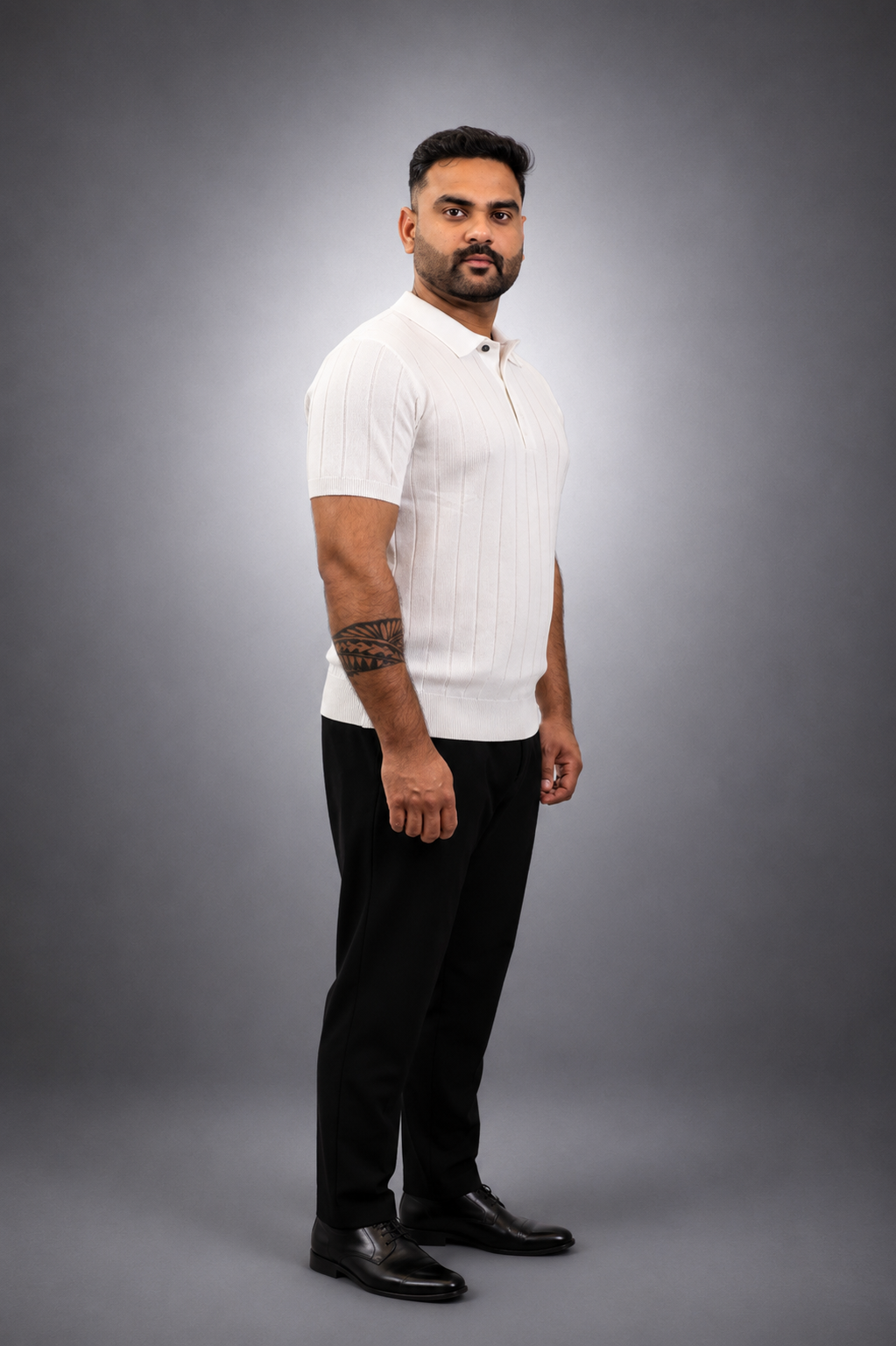 White Knit Polo T shirt