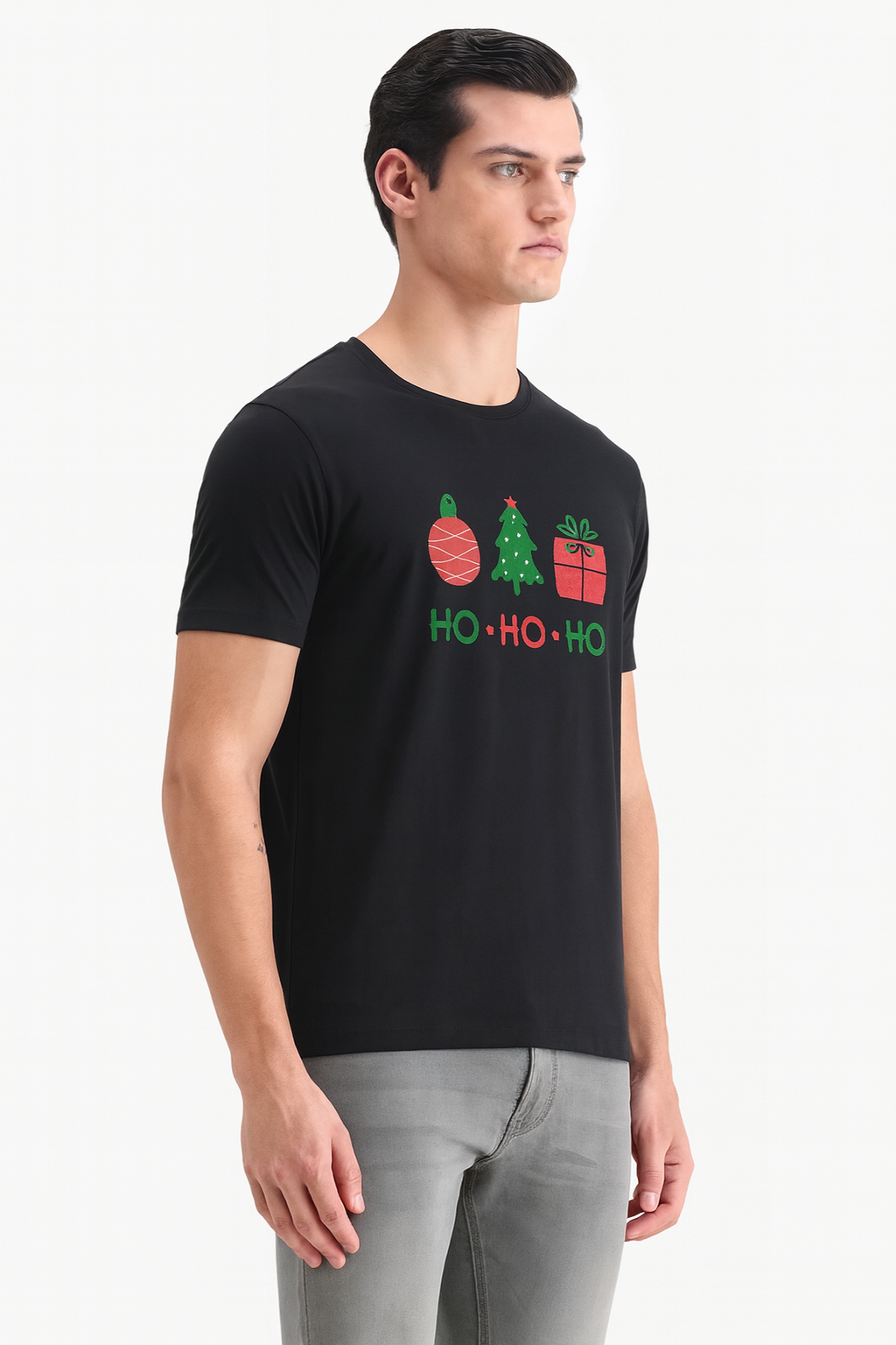 HO • HO • HO Minimal Christmas Icons Tee – Designed in British Columbia by Mad Rakkoon