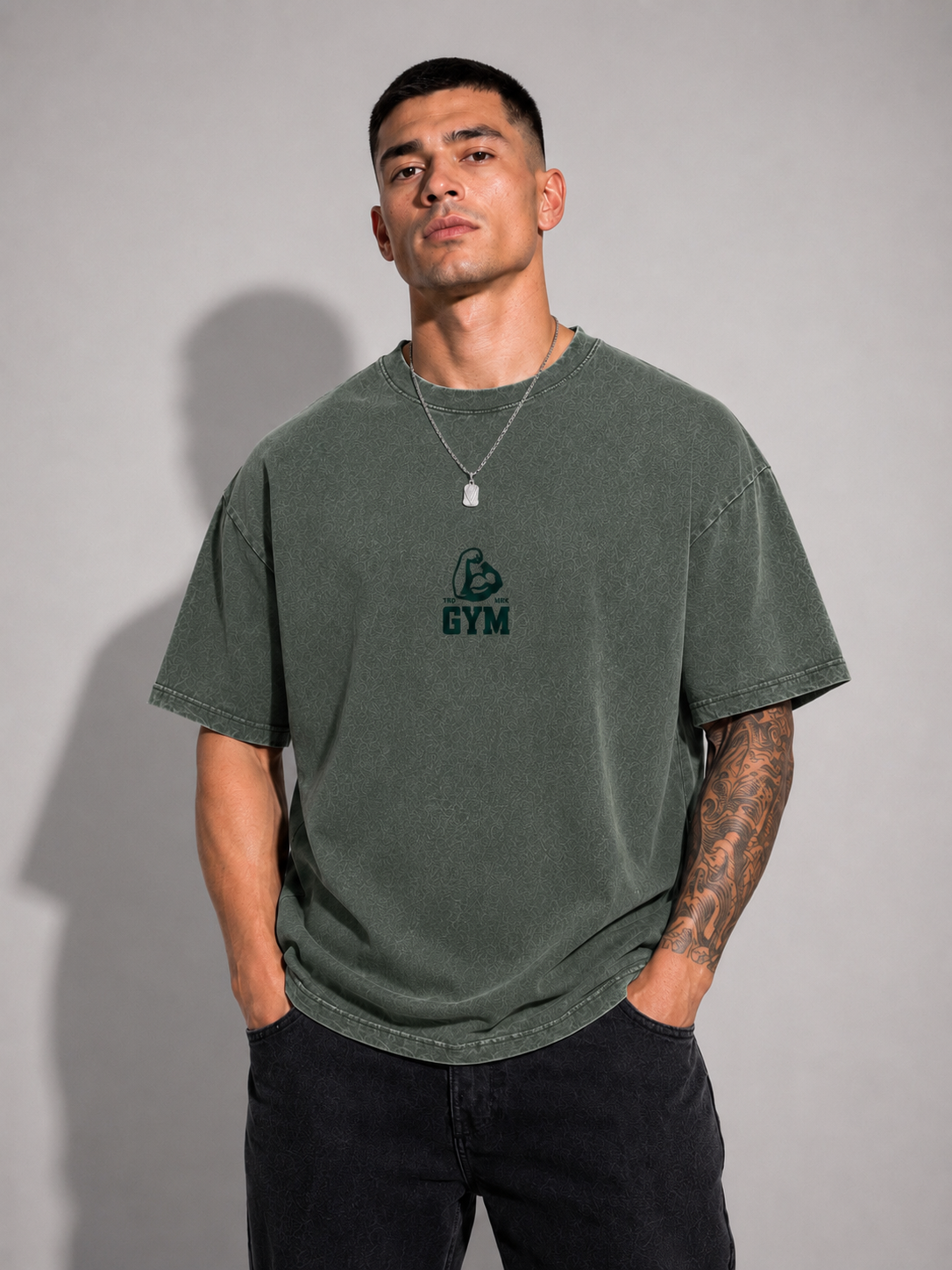 Gym Strength Acid Wash Oversized T-Shirt