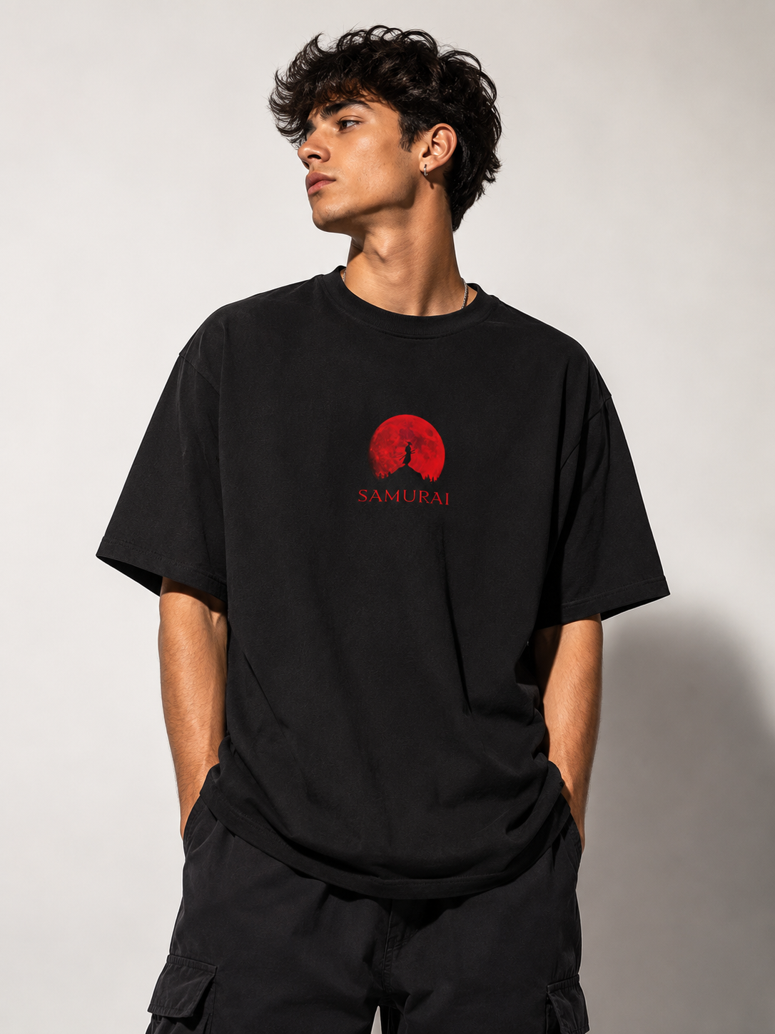 Samurai Blood Moon Oversized T-Shirt