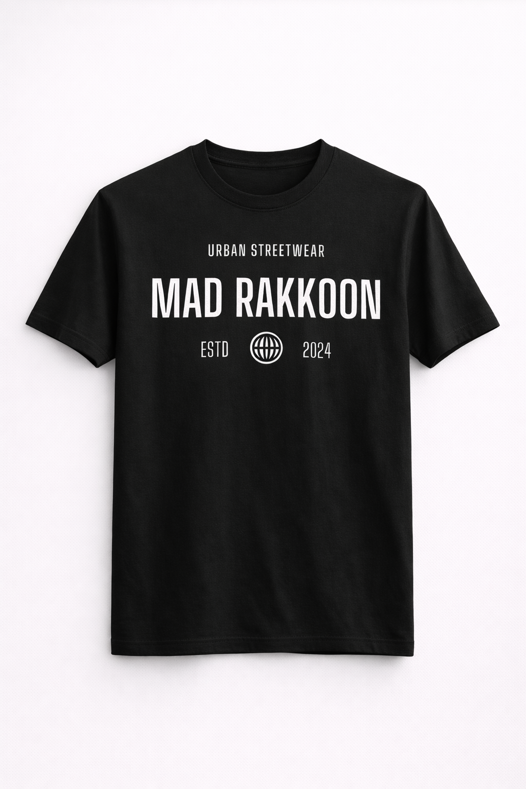 Mad Rakkoon urban streetwear logo t shirt blue cotton minimal design tee for men
