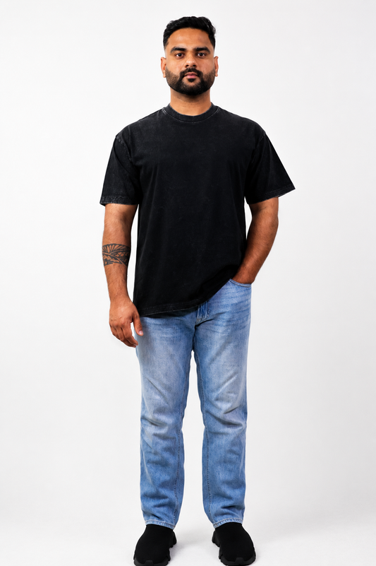 Black Acid Wash Oversized T-Shirt