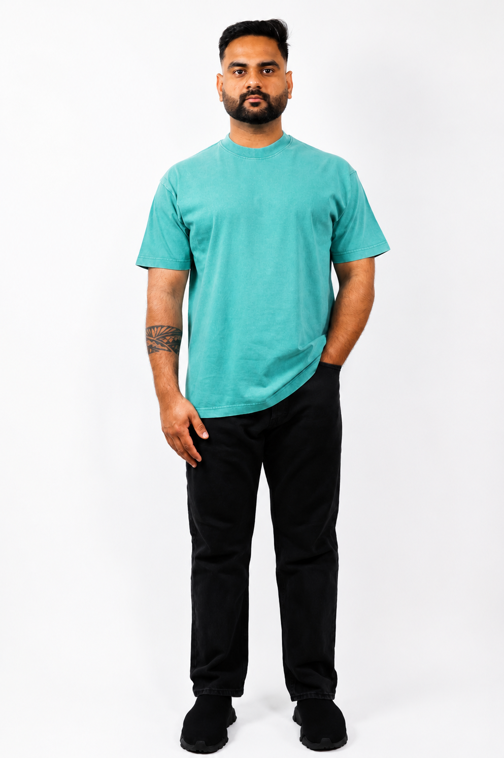 Green Acid Wash Cotton T shirt