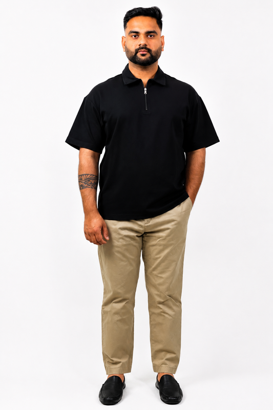 Black Polo Zipper T shirt