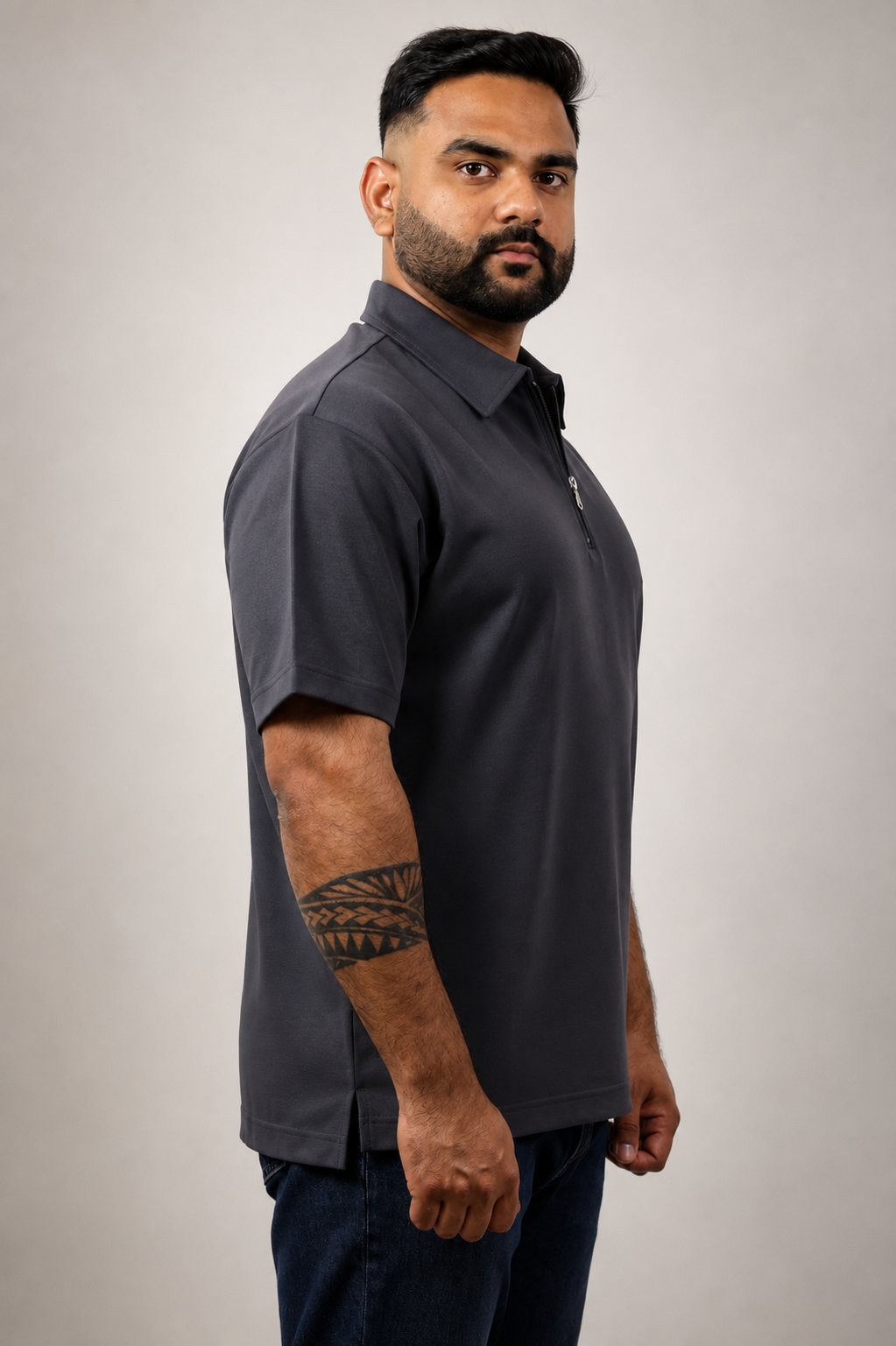 Charcole Grey Boxy Polo T shirt