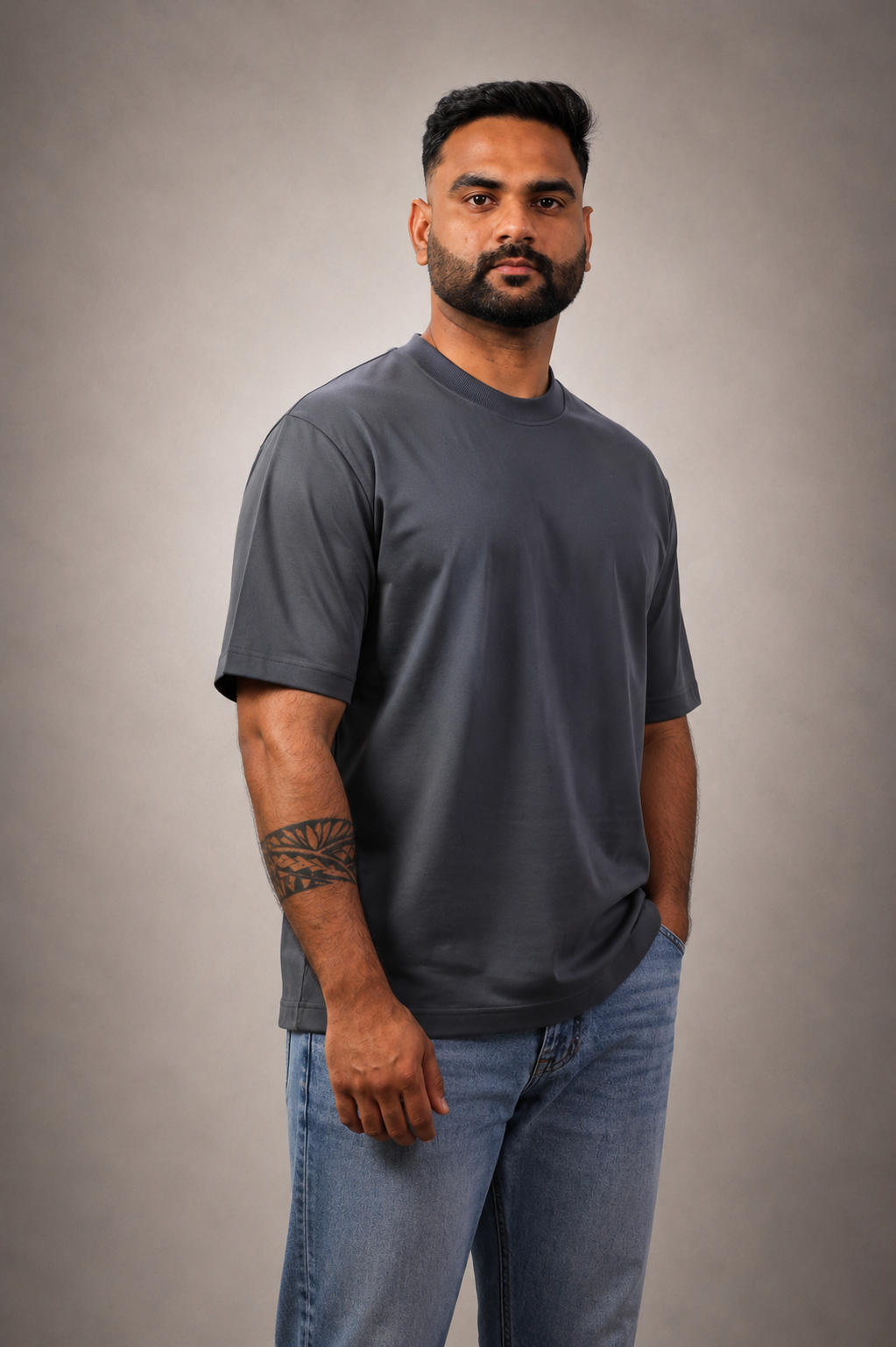 Charcole Grey Relaxed Fit Cotton T shirt