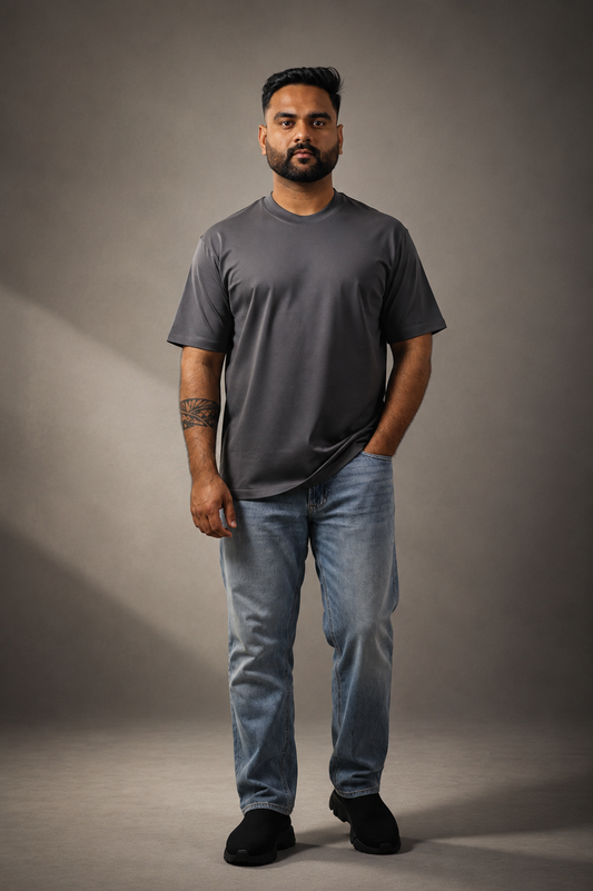 Charcole Grey Relaxed Fit Cotton T shirt