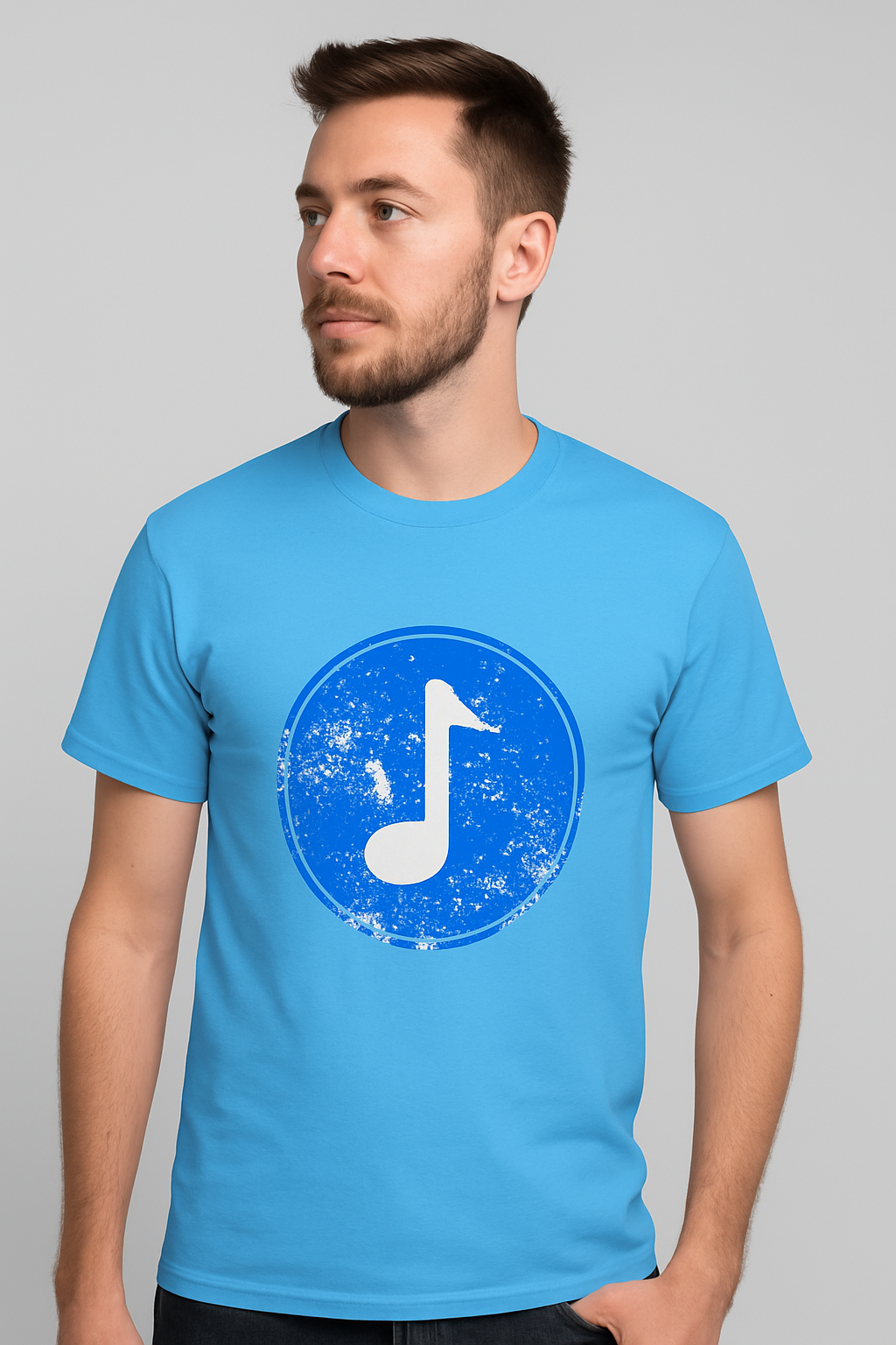 Blue Music Note Minimal Tee – Premium 100% Cotton | Mad Rakkoon
