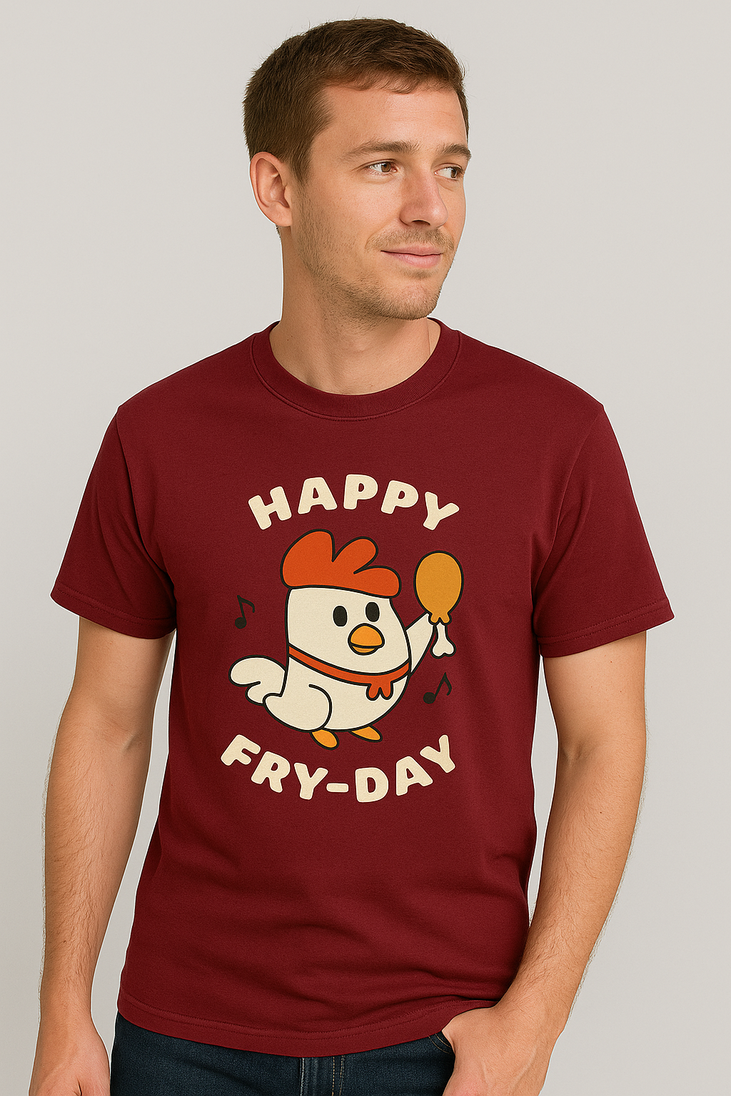 Happy Fry-Day – Funny Chicken Graphic T-Shirt | Premium Cotton