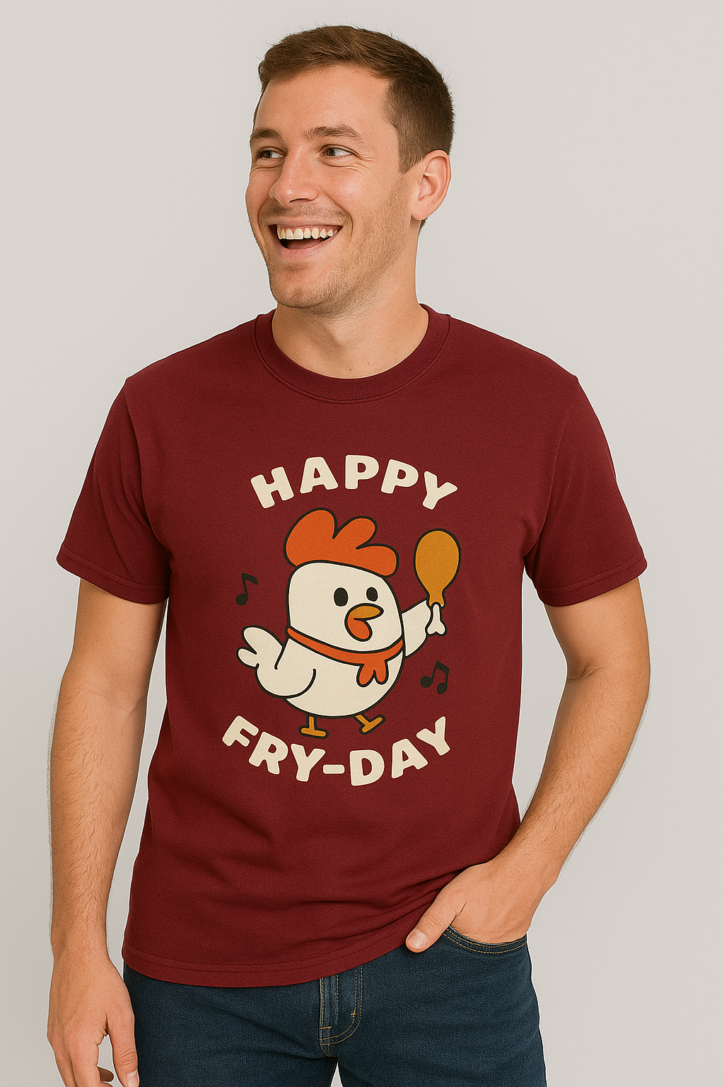 Happy Fry-Day – Funny Chicken Graphic T-Shirt | Premium Cotton