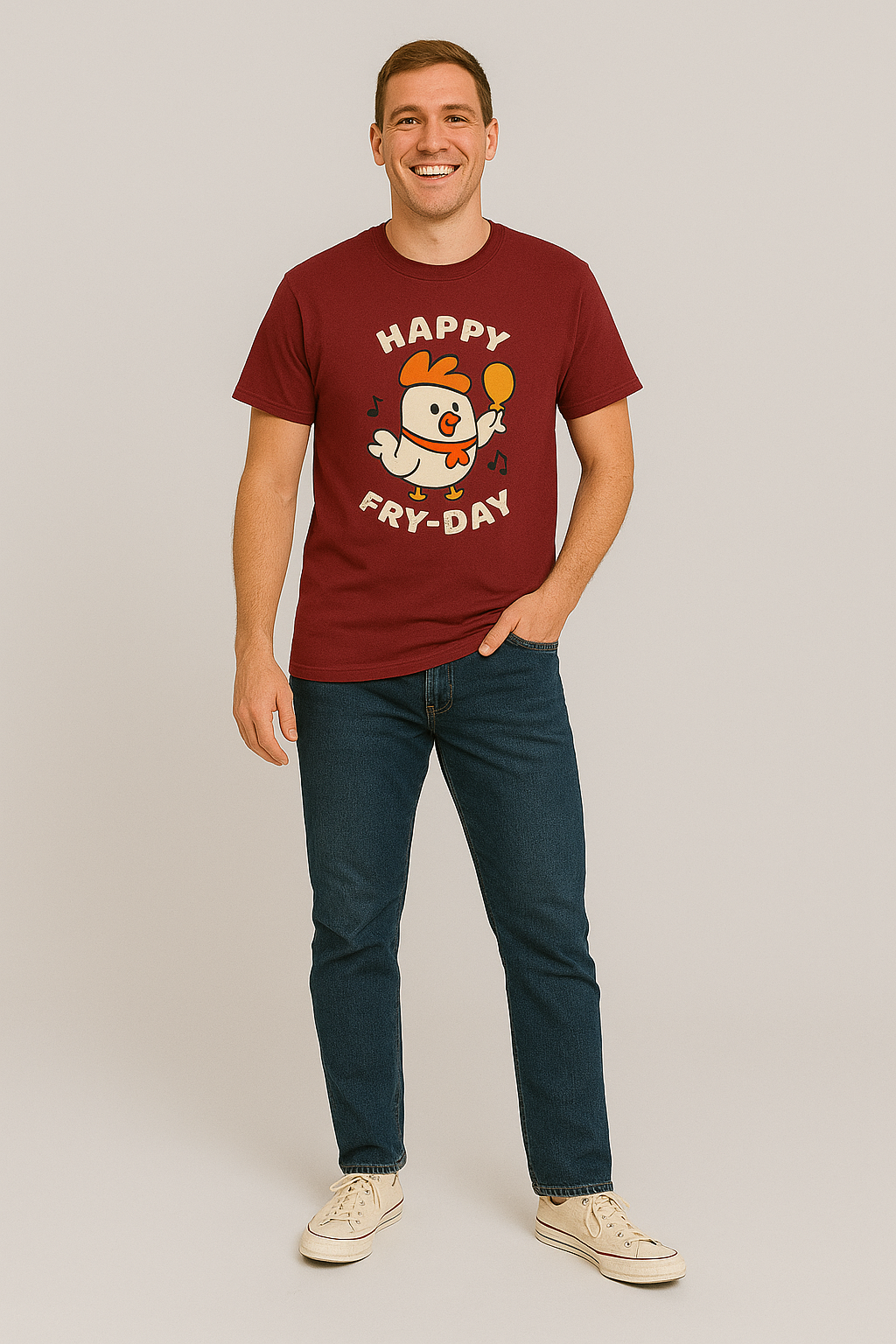 Happy Fry-Day – Funny Chicken Graphic T-Shirt | Premium Cotton