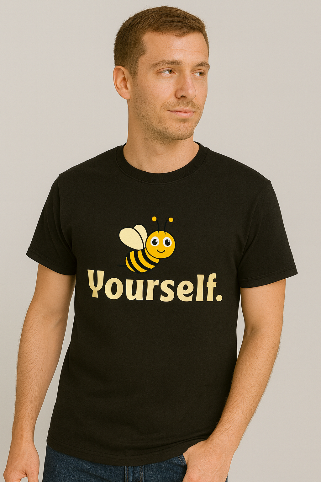 Bee Yourself – Black 100% Cotton Motivational T-Shirt
