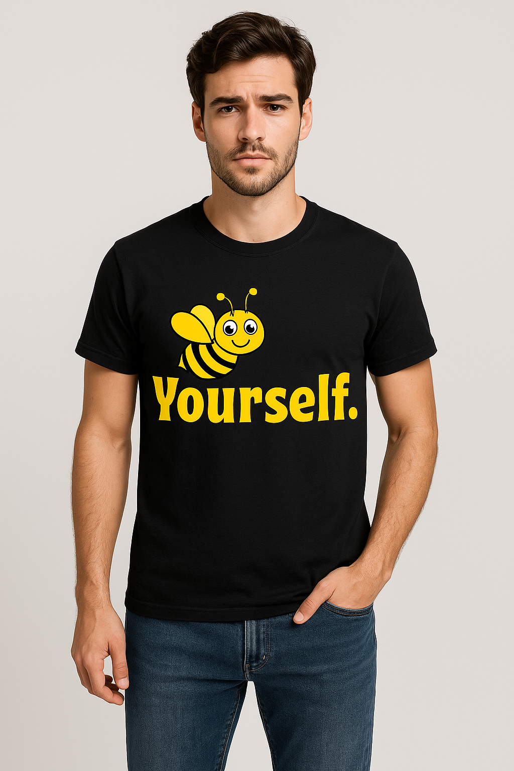Bee Yourself – Black 100% Cotton Motivational T-Shirt