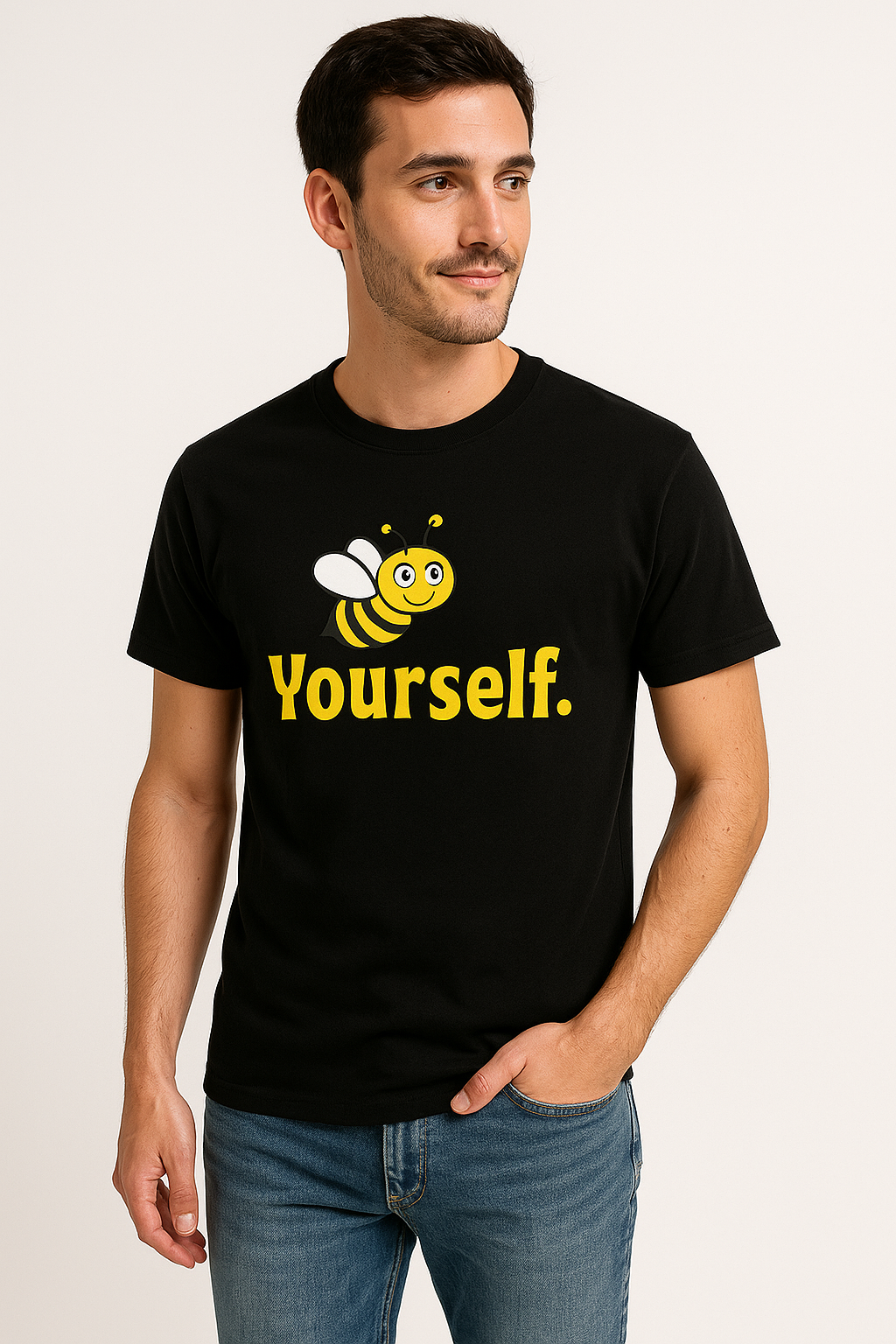 Bee Yourself – Black 100% Cotton Motivational T-Shirt