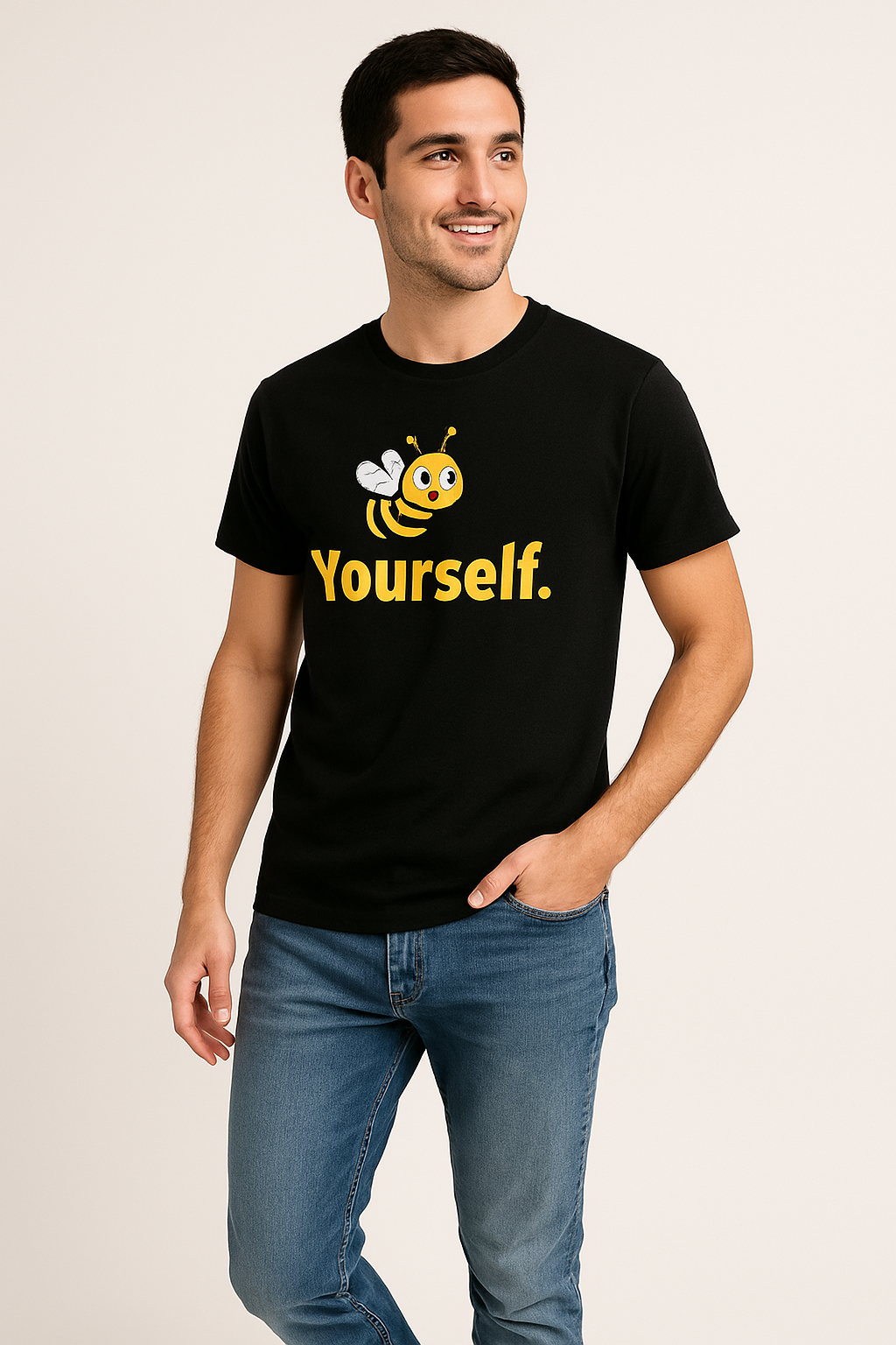 Bee Yourself – Black 100% Cotton Motivational T-Shirt