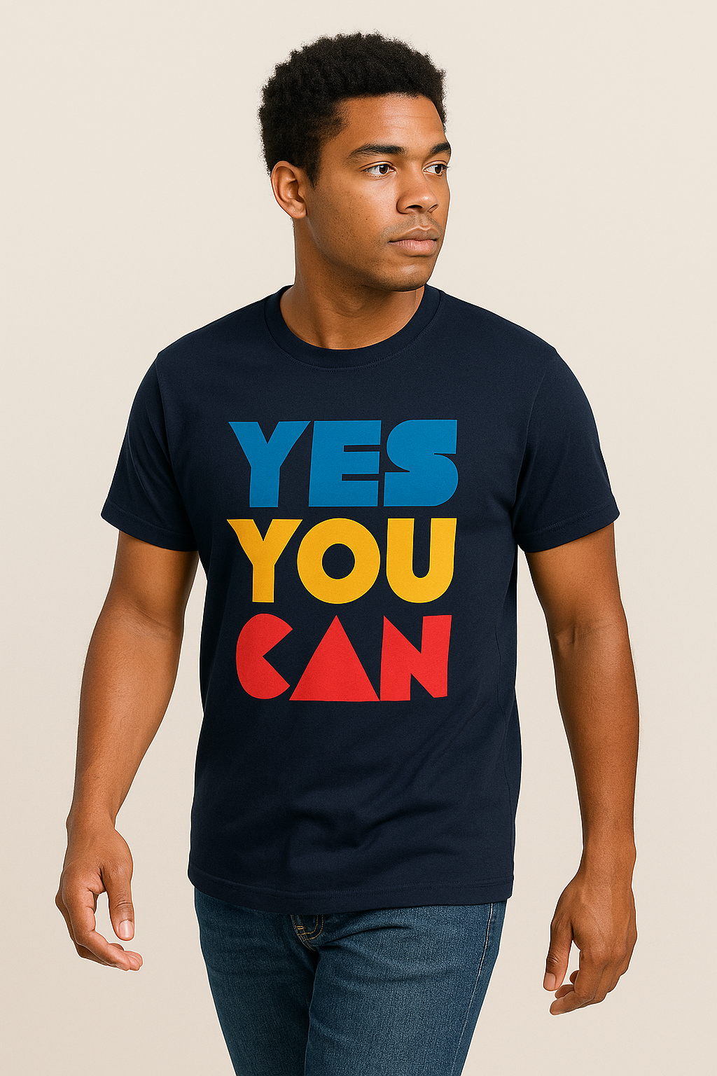 YES YOU CAN – Motivational Black Graphic T-Shirt | Premium Cotton