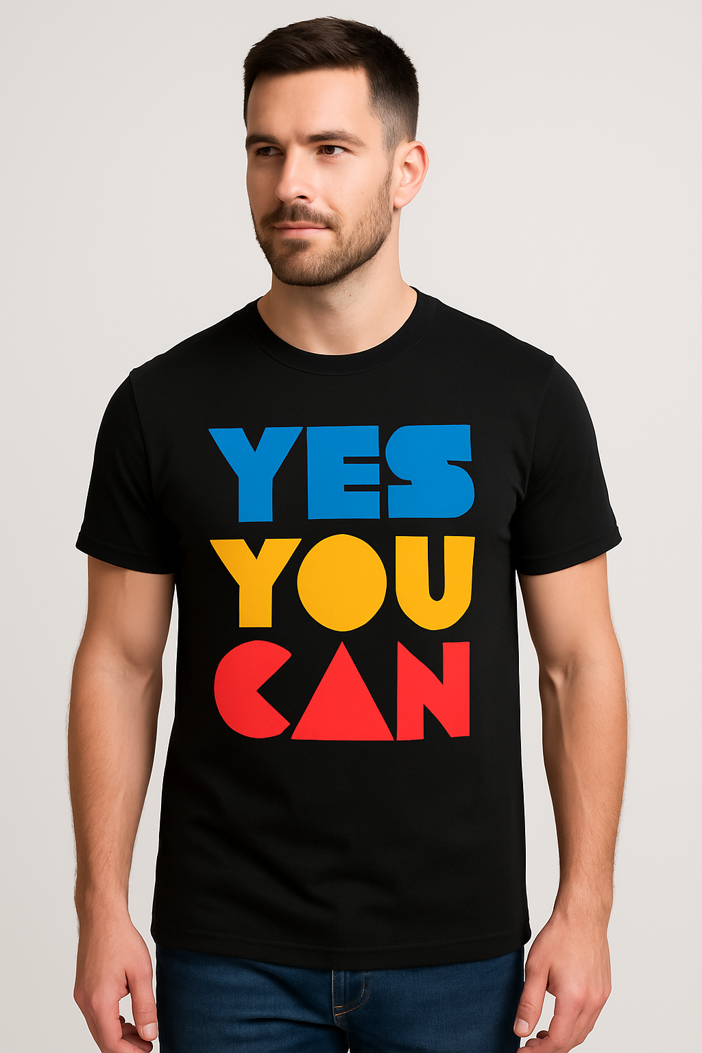 YES YOU CAN – Motivational Black Graphic T-Shirt | Premium Cotton