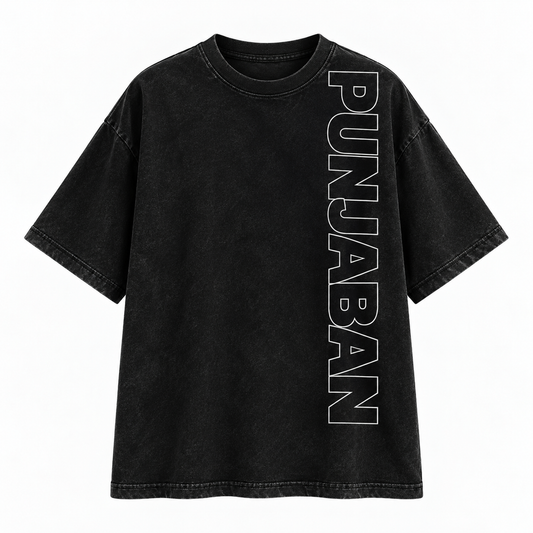 Punjaban Women’s Black Acid Wash Oversized T-Shirt