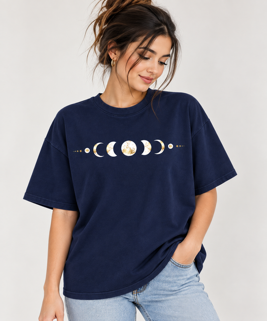 Moon Phase Graphic T-Shirt – Navy