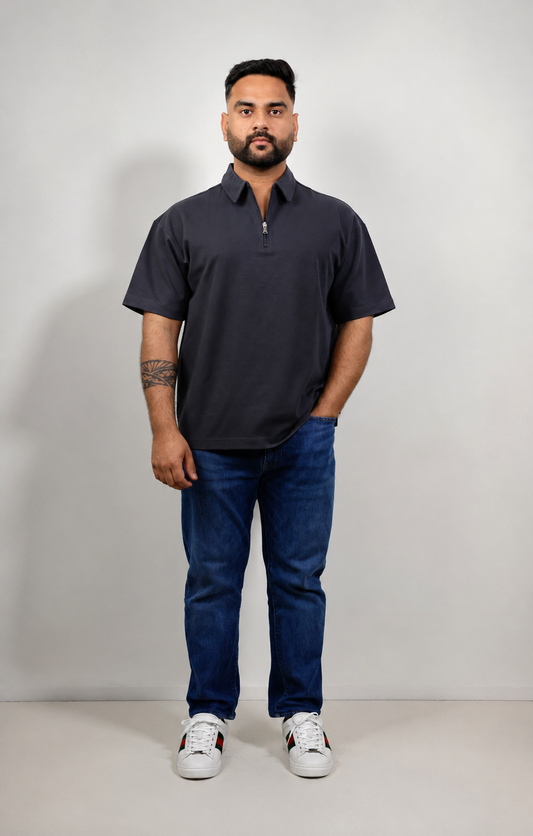 Charcole Grey Boxy Polo T shirt