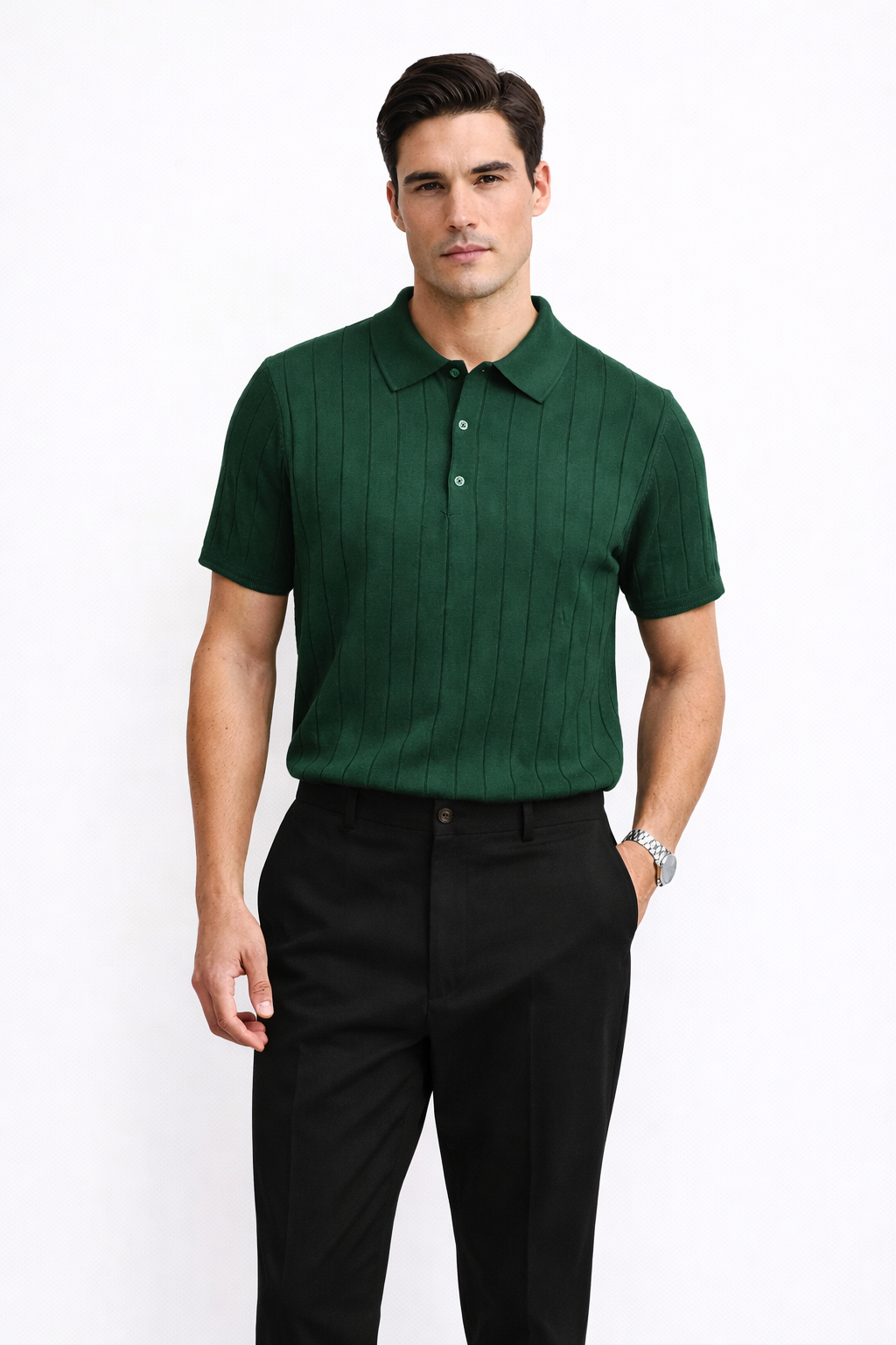 Green Knit Polo T shirt