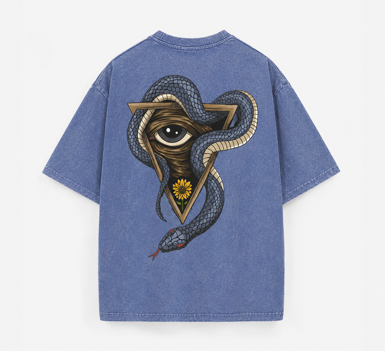 Serpent Eye Oversized Acid Wash T-Shirt