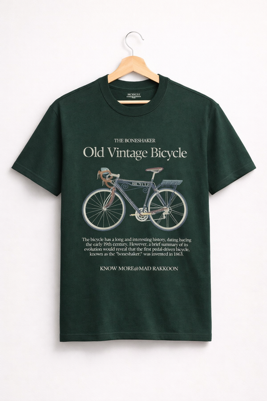 Old Vintage Bicycle – Heavyweight Dark Green Tee