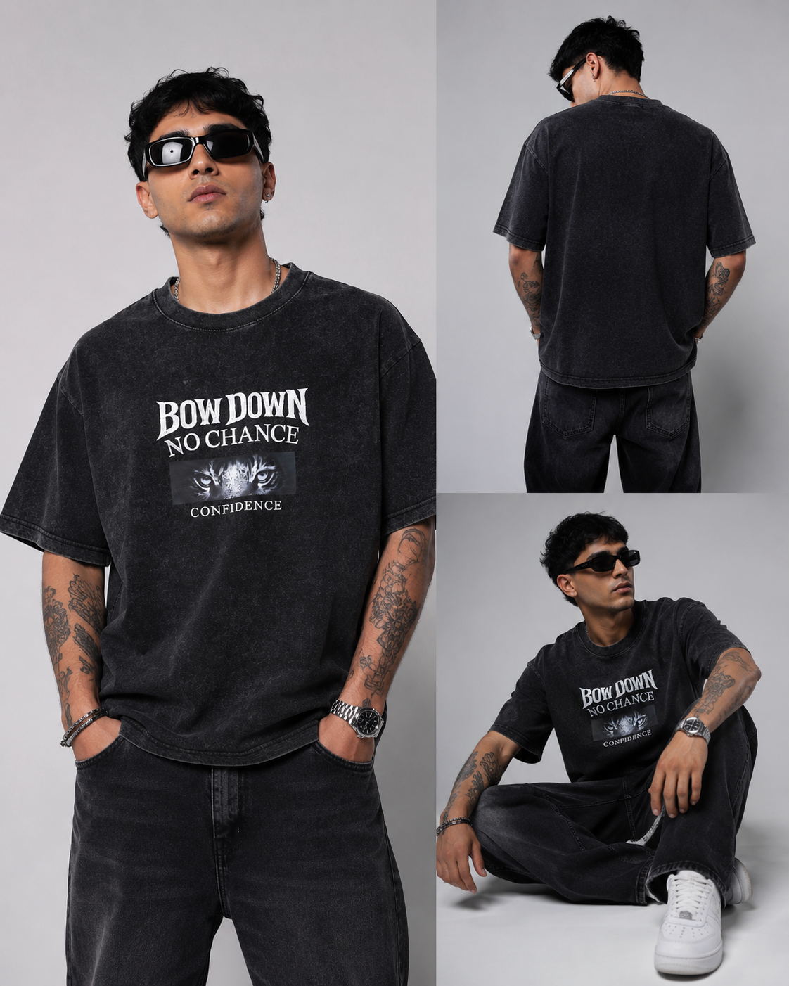 BOW DOWN – Premium Embroidered Acid Wash T-Shirt