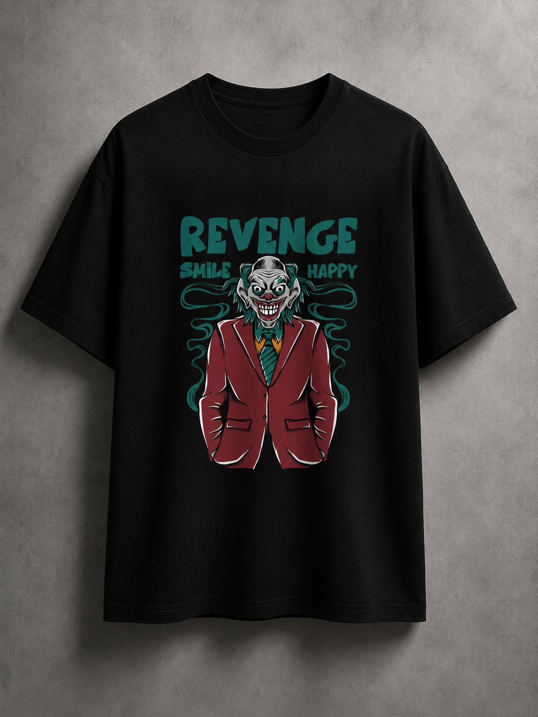 Revenge Smile Graphic Black Oversized T-Shirt