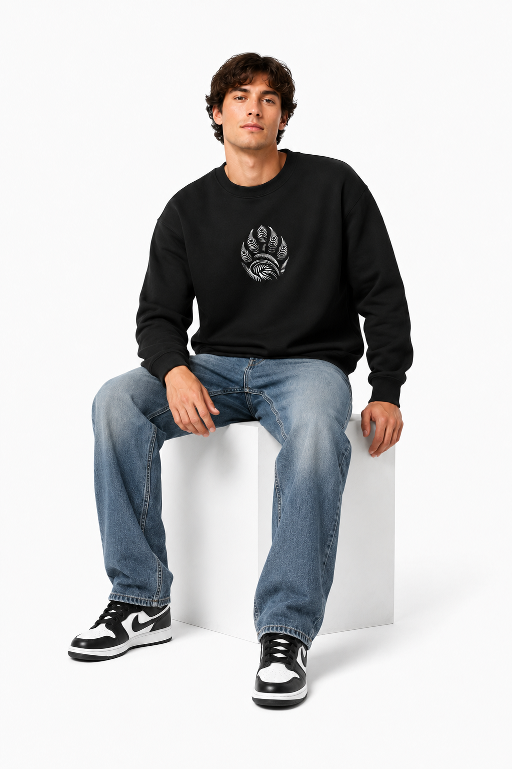 Wild Paw Graphic Black Crewneck Sweatshirt – Unisex