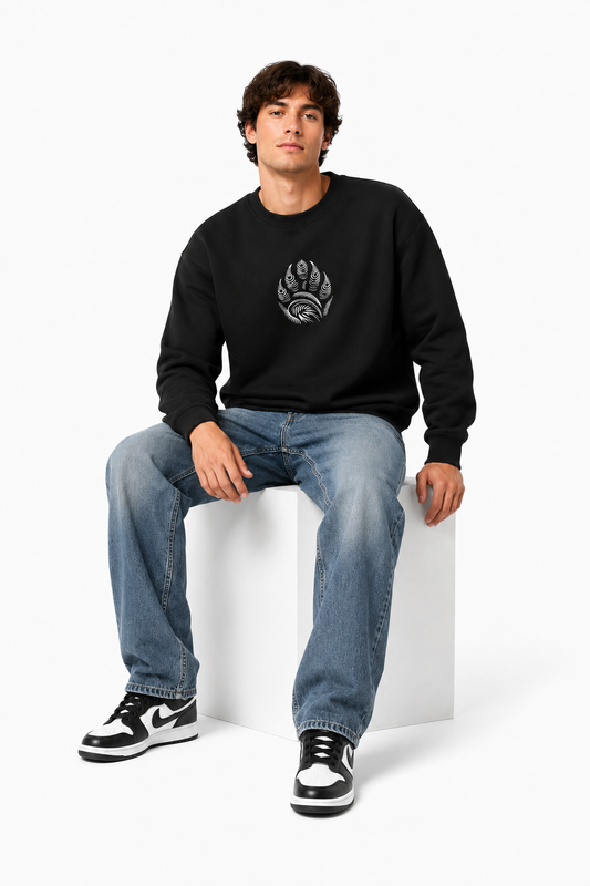 Wild Paw Graphic Black Crewneck Sweatshirt – Unisex