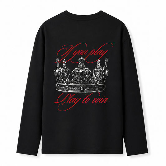 Play to Win Chess Graphic Long-Sleeve T-Shirt – Black