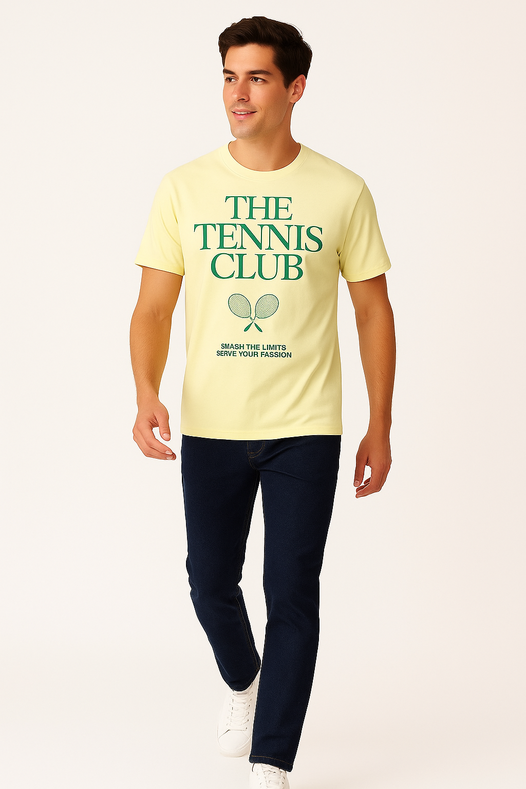 The Tennis Club Premium Tee – Light Yellow Sports Graphic T-Shirt