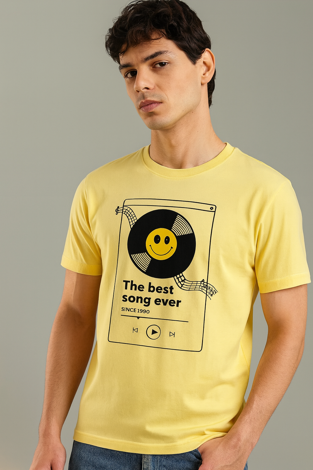 Vintage Yellow Graphic Tee – 1985 Edition