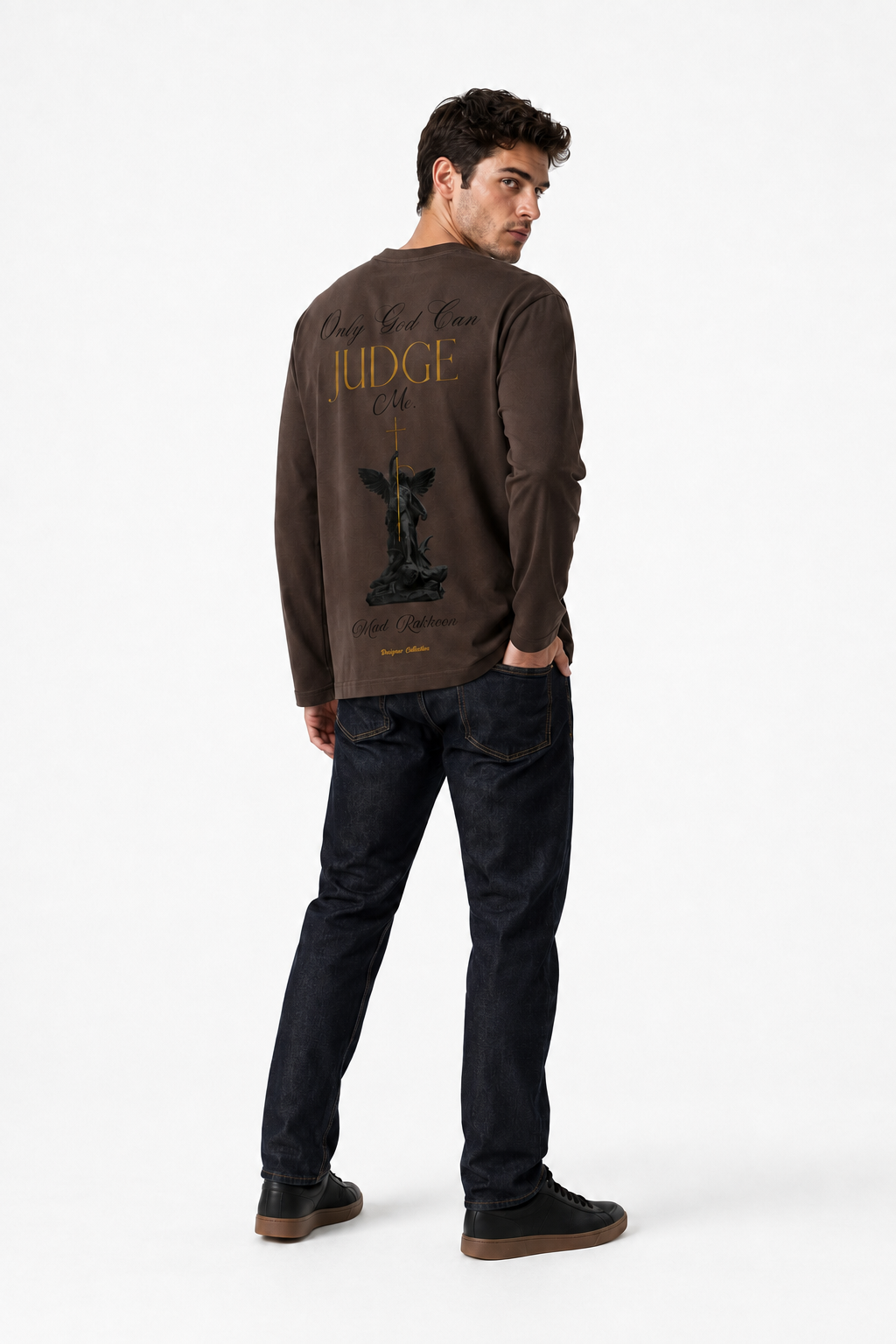 Only God Can Judge Me Dark Brown Long-Sleeve Graphic T-Shirt