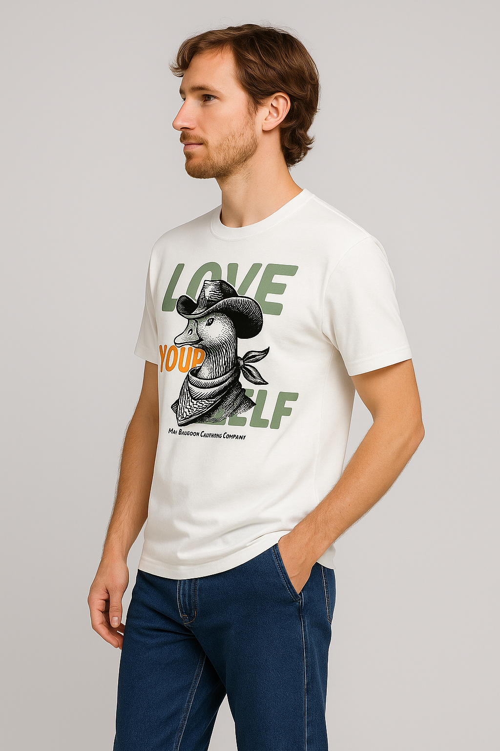 MAD RAKKOON™ “Love Yourself” Cowboy Duck Graphic Tee – 100% Premium Cotton