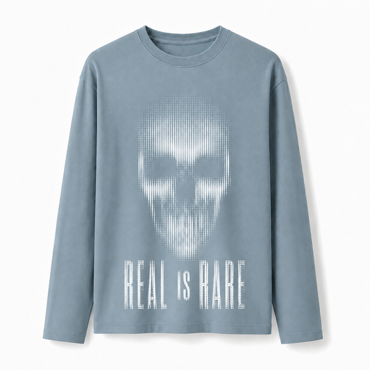 Real Is Rare Skull Graphic 240 GSM Long-Sleeve T-Shirt – Unisex