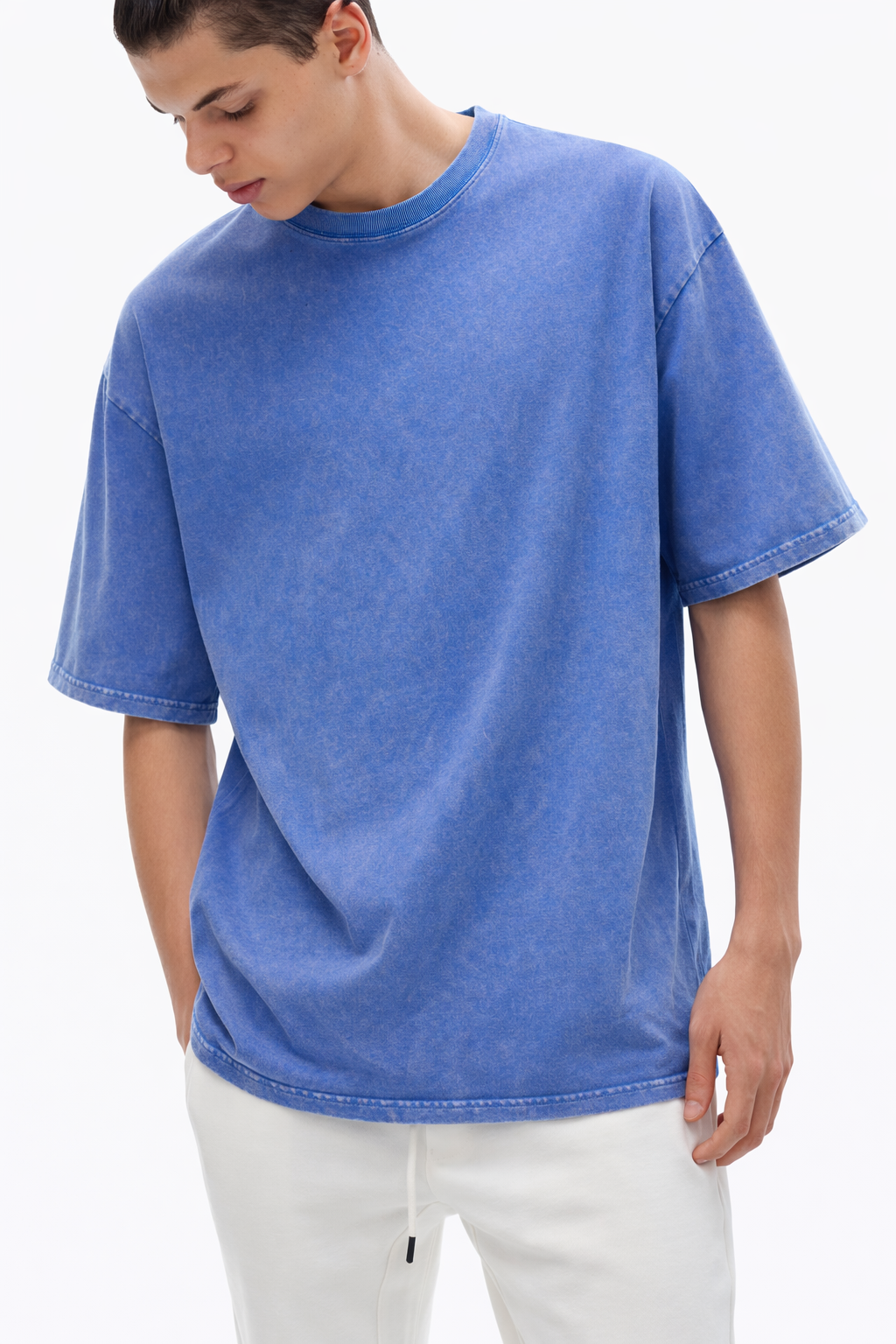 Acid Wash Blue Oversized T-Shirt – 240 GSM Relaxed Fit Unisex Tee