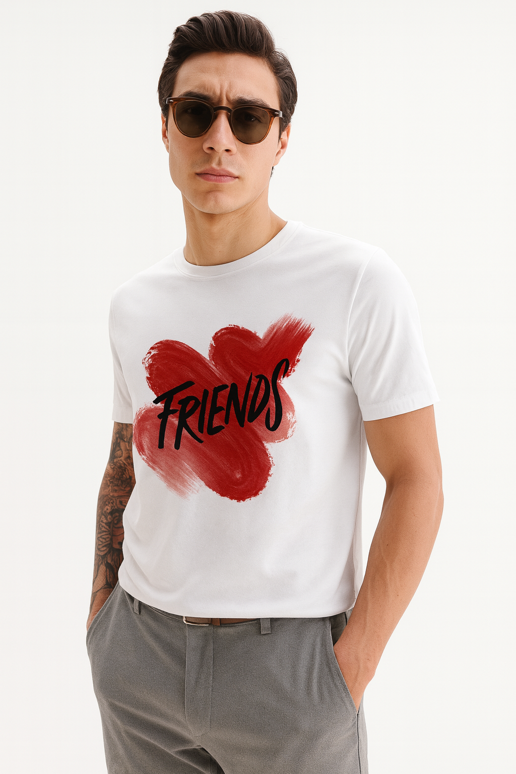 A  FRIENDS Brushstroke Graphic Tee – Modern Artistic Print T-Shirt