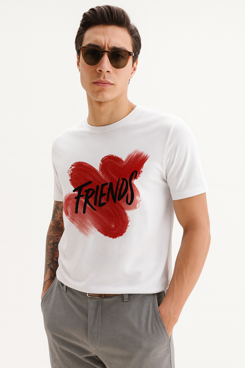 A  FRIENDS Brushstroke Graphic Tee – Modern Artistic Print T-Shirt