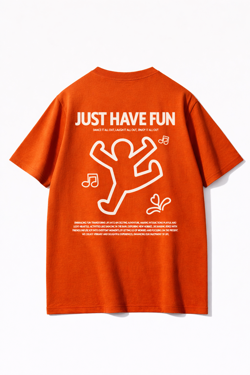 Mad Rakkoon “Just Have Fun” Oversized T-Shirt – 240 GSM Heavyweight Cotton | Premium Relaxed Fit Back Print Tee