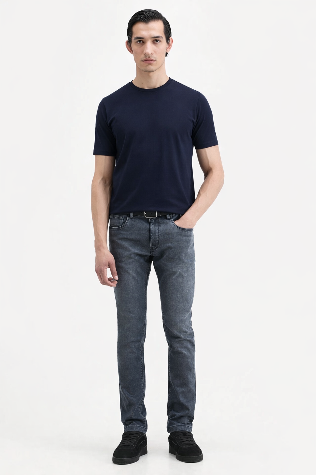 Navy Blue Cotton T-Shirt – Regular Fit Solid Essential