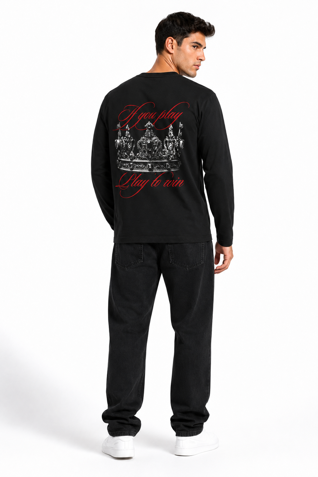 Play to Win Chess Graphic Long-Sleeve T-Shirt – Black
