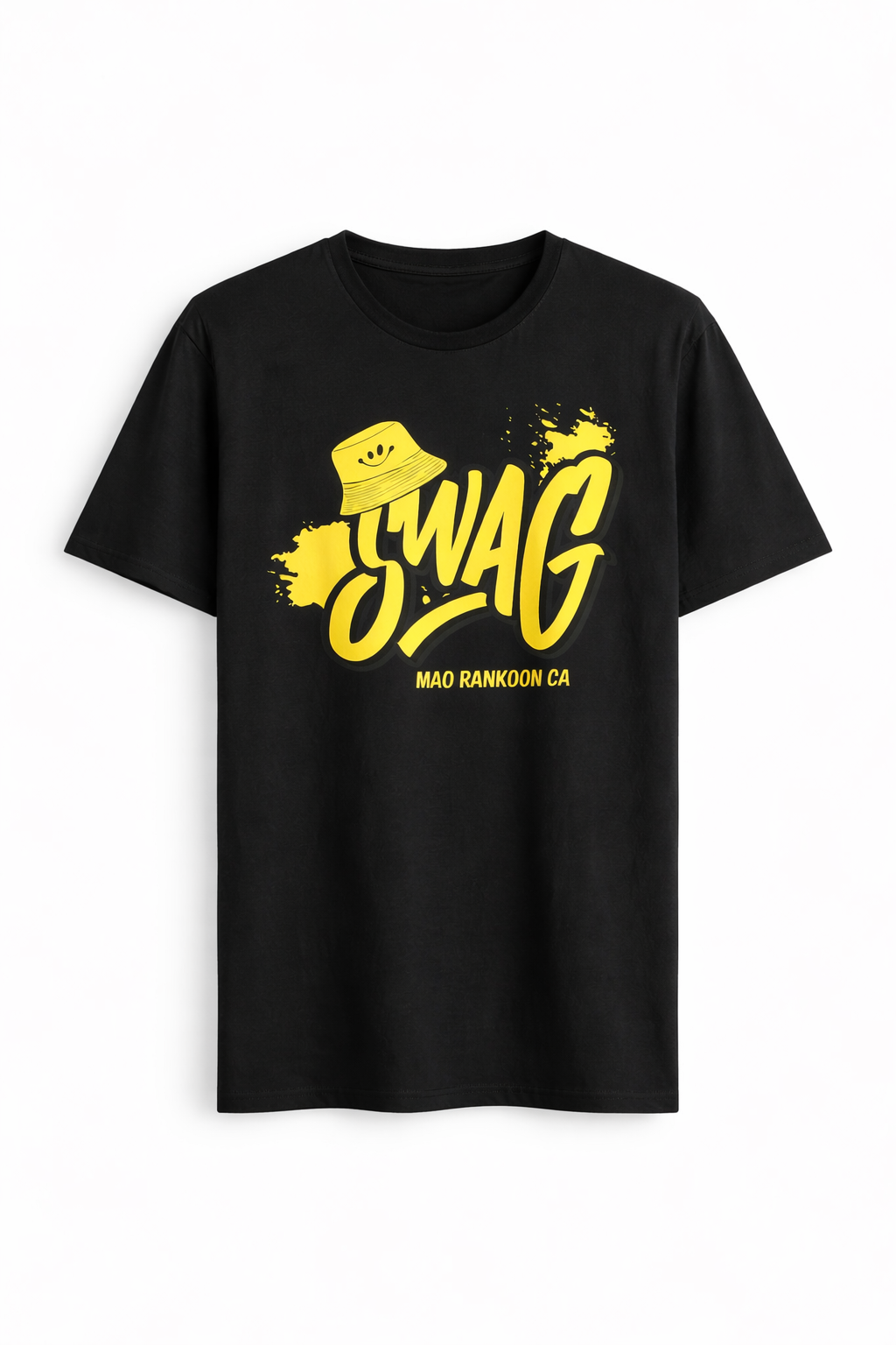 SWAG Bold Yellow Print Black T-Shirt – 100% Cotton Regular Fit (Unisex)