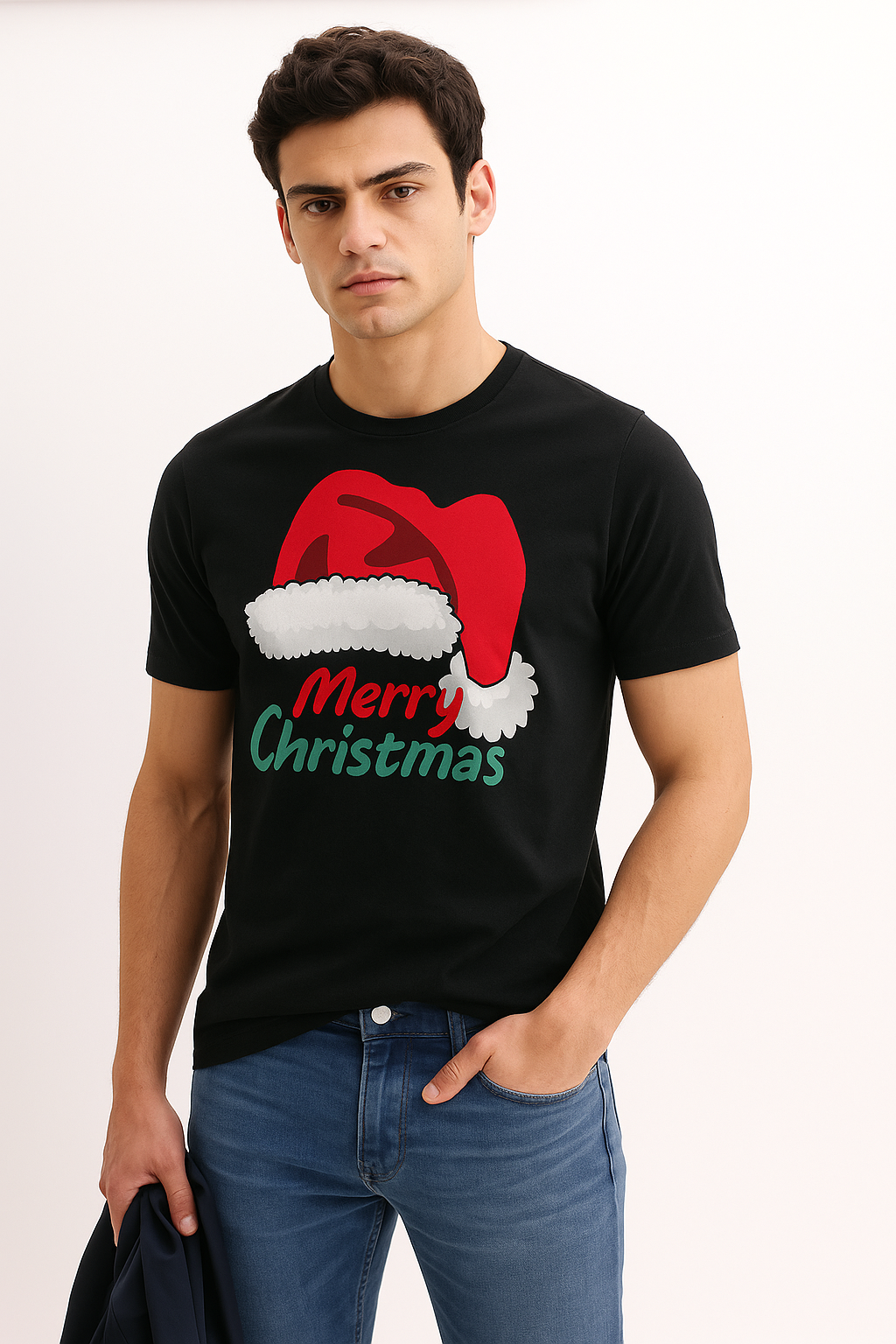 Mad Rakkoon® Luxe “Merry Christmas” Santa Hat Tee – Limited Holiday Edition | Designed in British Columbia, Proudly Canadian
